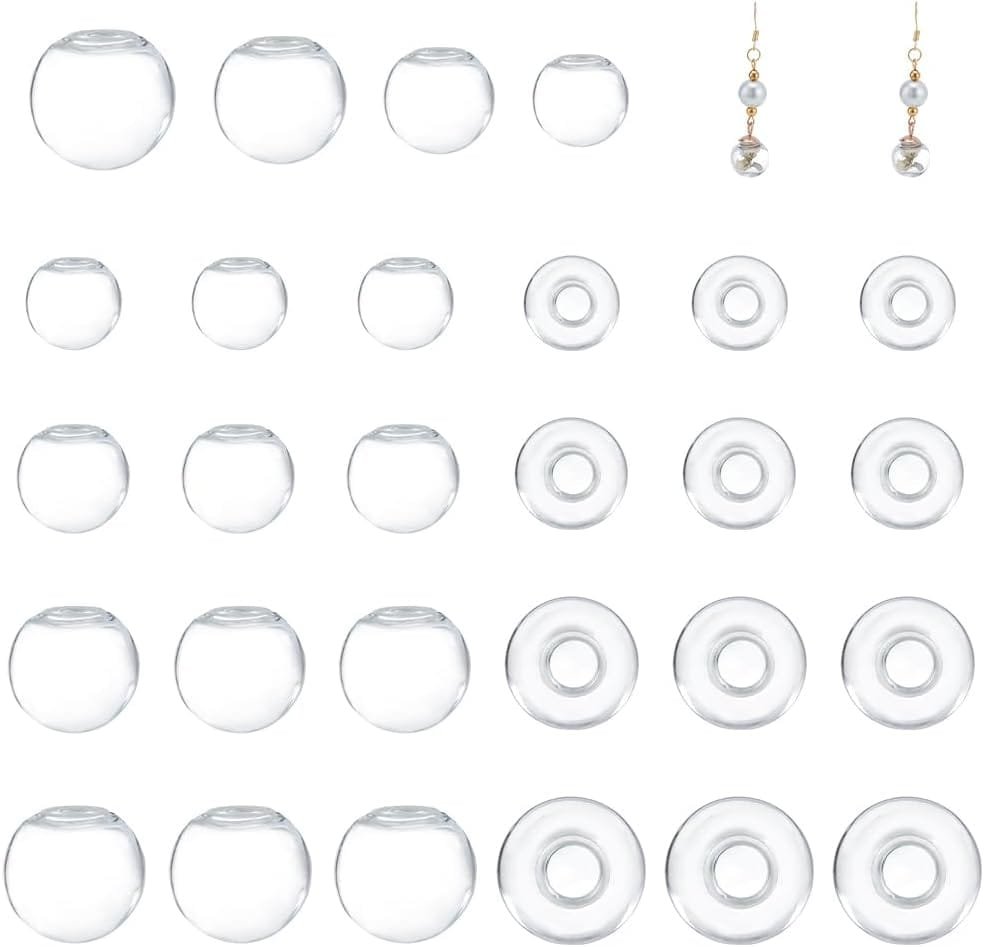 PH PandaHall 200pcs Mini Glass Globe for UV Resin Dice and Charms