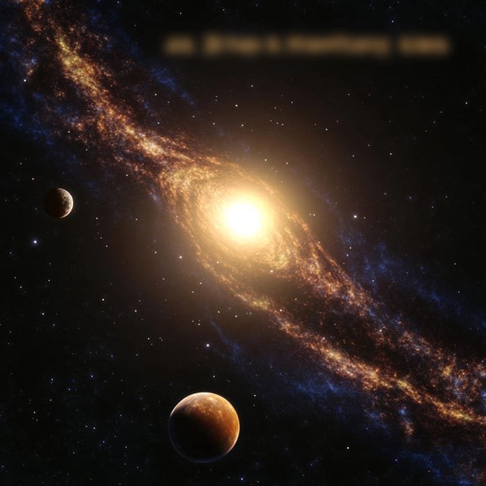 A bright galaxy with a glowing center and spiral arms stretches across space, accompanied by two visible planets—a stunning sight often captured by NASA's powerful telescopes.
