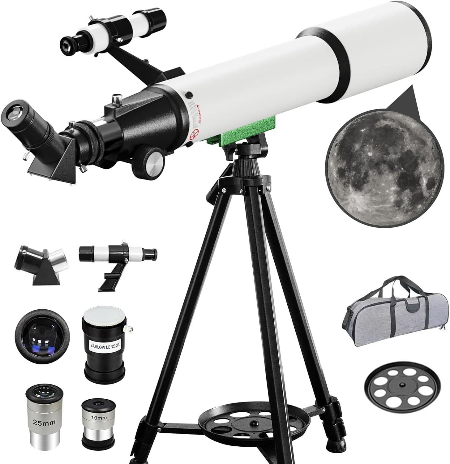 BrandX 70mm Aperture (20X-150X) Portable Refractor Telescope for Astronomy Beginners
