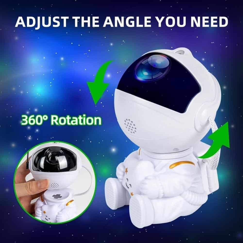 Check out "Your World with the Astronaut Galaxy Projector," an astronaut-shaped figure featuring a 360° rotating head that lets you adjust to the perfect angle.