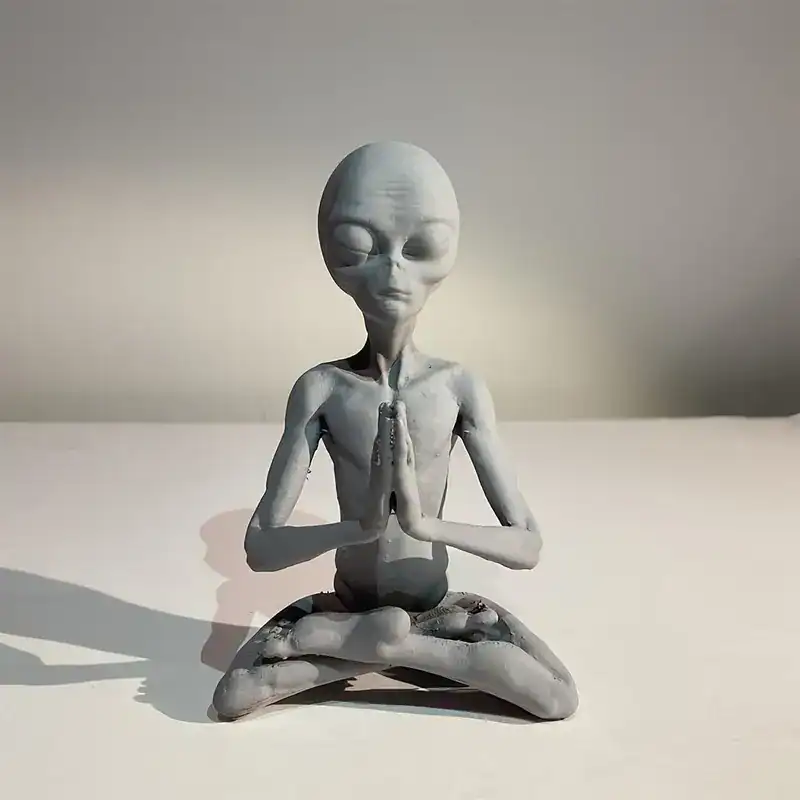 Transform Your Space with the Meditating Alien Resin Statue