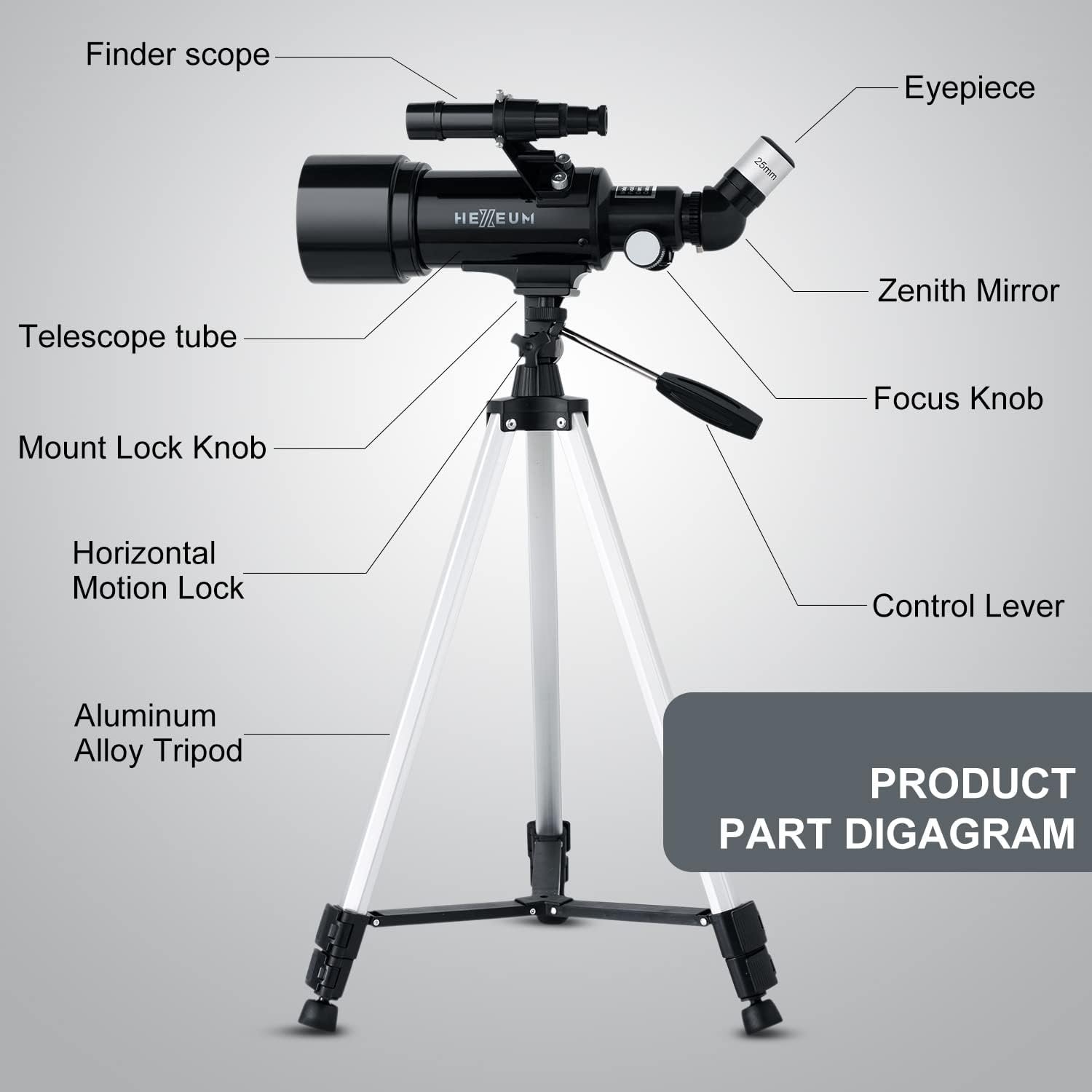 Telescope for Kids & Adults - 70mm Aperture 500mm AZ Mount Fully Multi-Coated Optics Astronomical Refracting Portable Telescopes