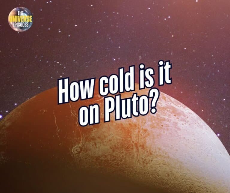 Image of Pluto with text asking, "Just how cold is the temperature on Pluto?" against a starry background.