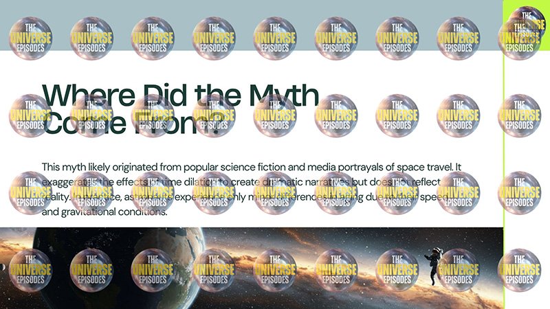 Text covered by repeating "The Universe Episodes" circles over an image of Earth from space.