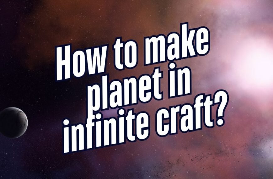Text reads "How to make planet in infinite craft?" over a space background with a planet and bright light.
