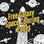 Check out our rocket illustration amid smiling planets and stars, with "Free Galaxy Space Coloring Pages" highlighted in bold yellow. Available as a 37 Digital Files Download for limitless cosmic creativity.