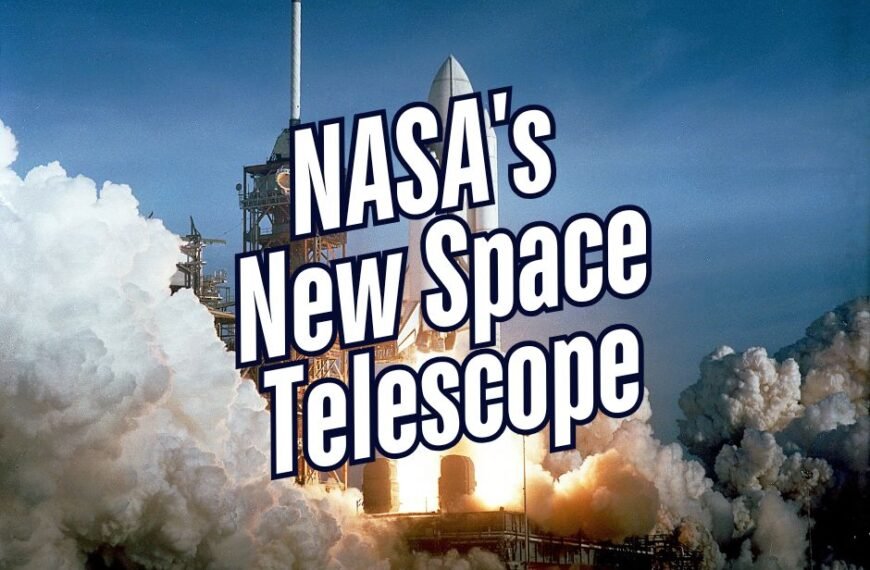 A rocket launches, with "NASA's New Space Telescope" text overlaid on the image.