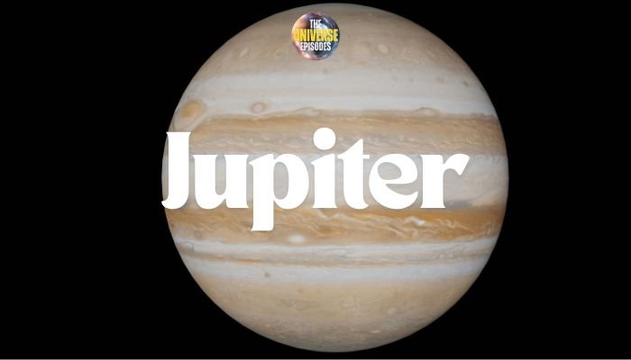 An image of planet Jupiter showcases its large swirling atmospheric bands, embodying the dynamic nature of our solar system's planets. The word "Jupiter" is prominently overlaid in bold white text.