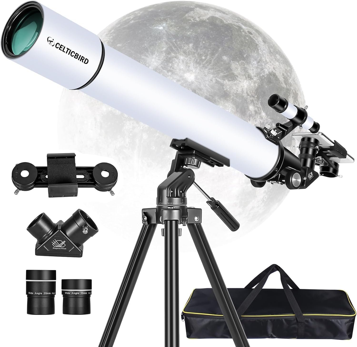 BrandName Telescope for Adults High Powered, 80mm Aperture Refractor with AZ Mount and Phone Mount