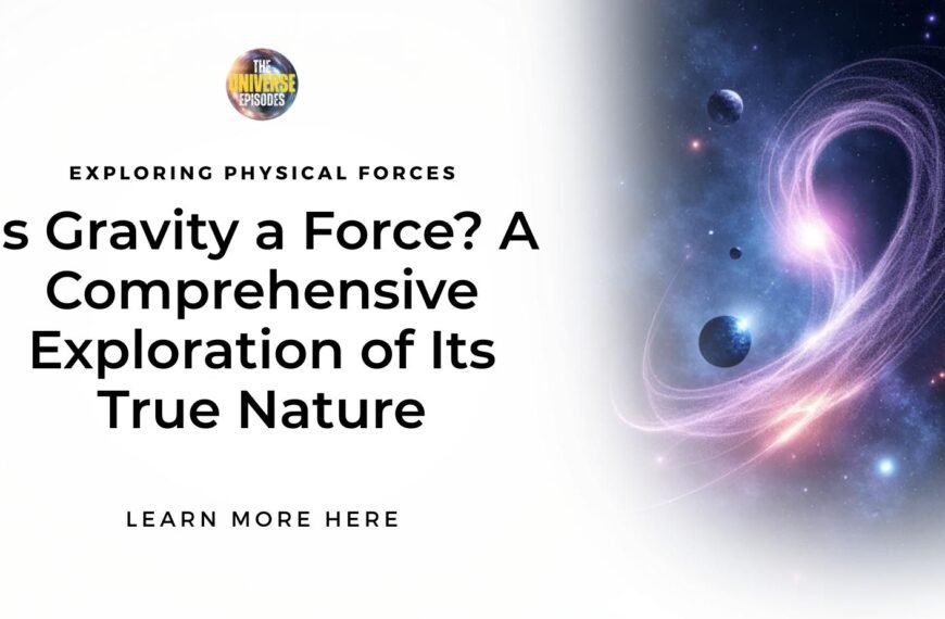 A graphic with the text "Is Gravity a Force? A Comprehensive Exploration of Its True Nature" beside an artistic depiction of planets, swirling lines, and the mysterious force of gravity at play in space.