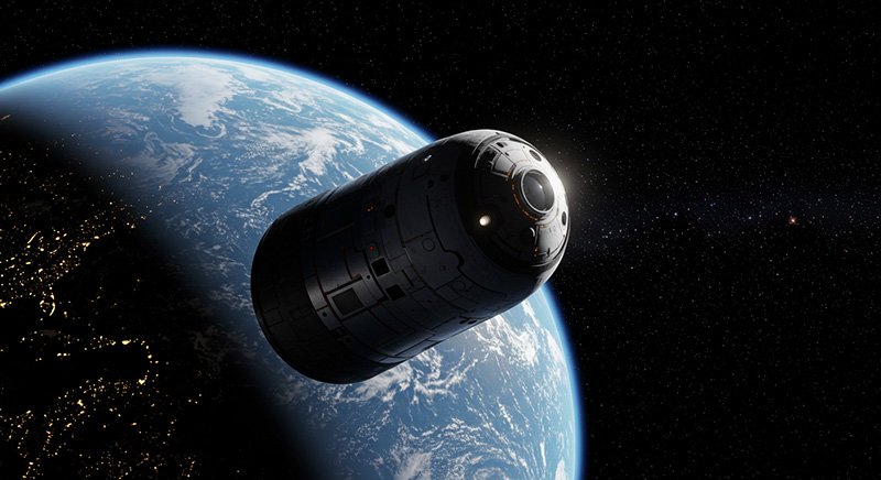 Suborbital vs. Orbital Flights: Which Space Experience Is Right for You? 2 A spacecraft or satellite embarks on orbital flights above Earth, with the planet’s surface and atmosphere visible below against the darkness of outer space.