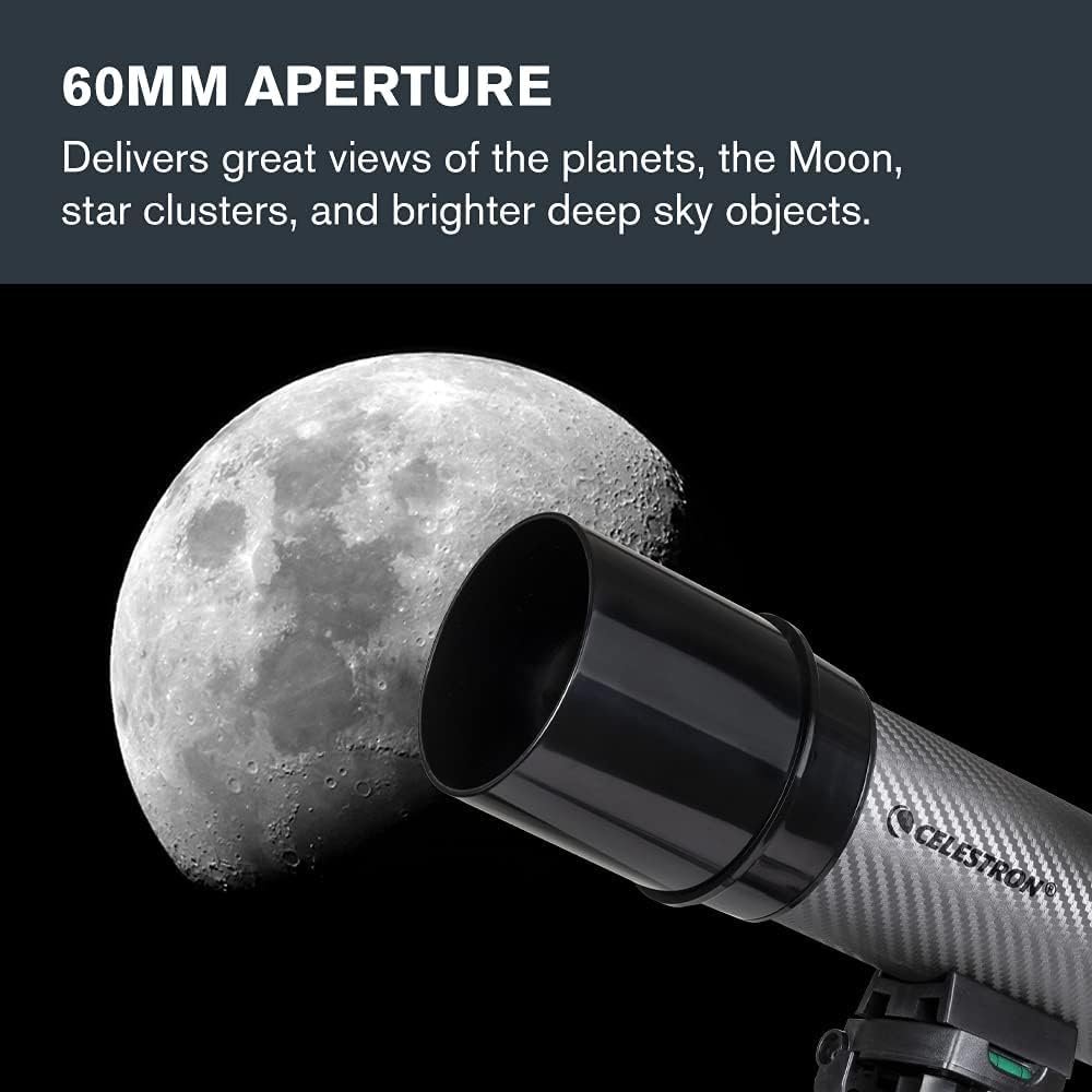 Celestron Travel Scope 60DX Portable Refractor Telescope – 60mm Aperture, Fully-Coated Glass Optics