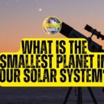 At sunset, a person peers through a telescope as bold yellow text asks, "What is the Smallest Planet in our solar system?.