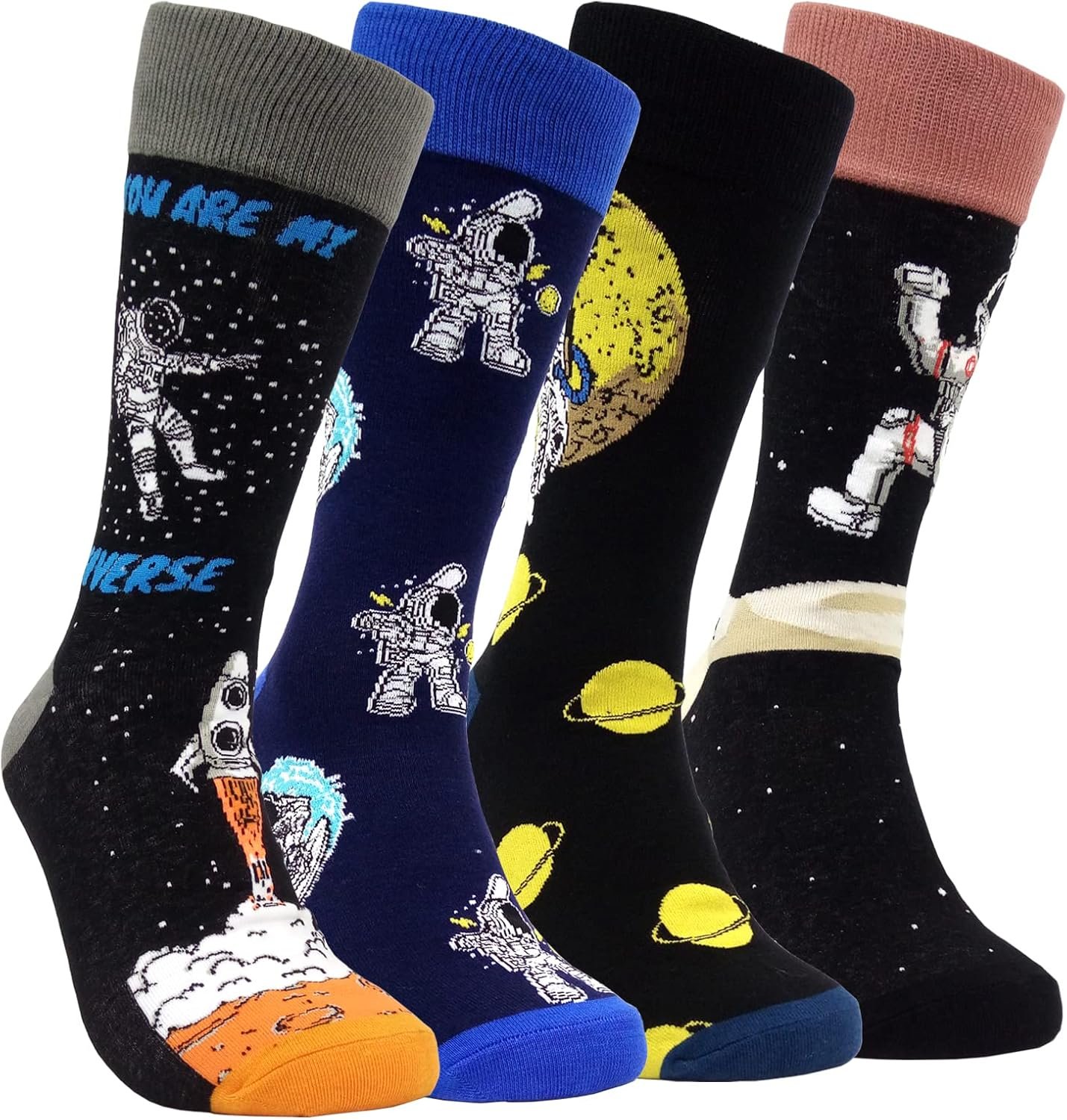 HSELL Mens Fun Patterned Dress Socks Funny Novelty Crazy Design Cotton Socks Gift for Men