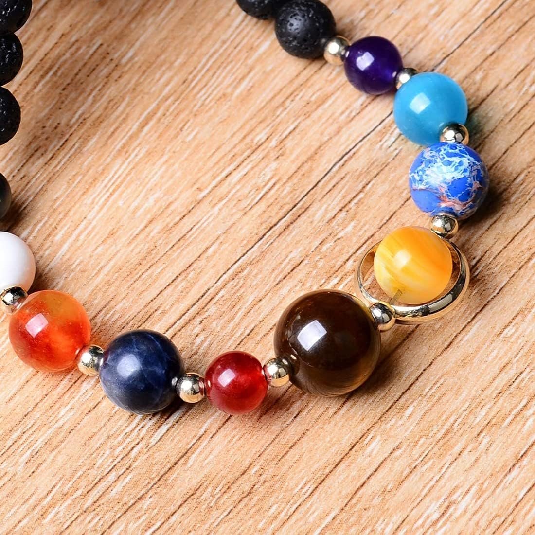 Solar System Galaxy Bracelet - The Eight Planets Guardian Star Lava Rock Stretch Yoga Chakra Aromatherapy Essential Oil Diffuser Bracelet for Men & Women