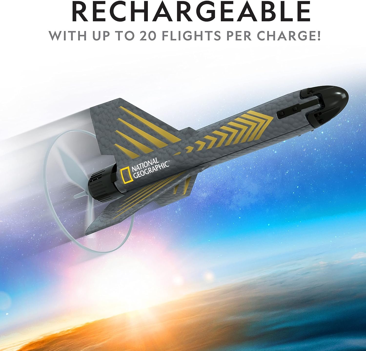 National Geographic Rocket Launcher - Motorized Air Rocket Toy, Launch up to 200 ft, Outdoor Toys & Model Rockets, Gifts for Kids Ages 8-12, Space Toys