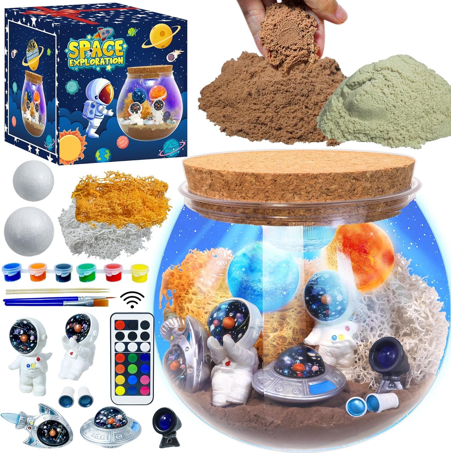 Astronauts Light Up Terrarium Kit for Kids DIY Space Toys Painting Kits Astronauts Toys Birthday Gift for Boys and Girls Ages 4 5 6 7 8-12 Year Old - Kids Arts & Crafts Kit