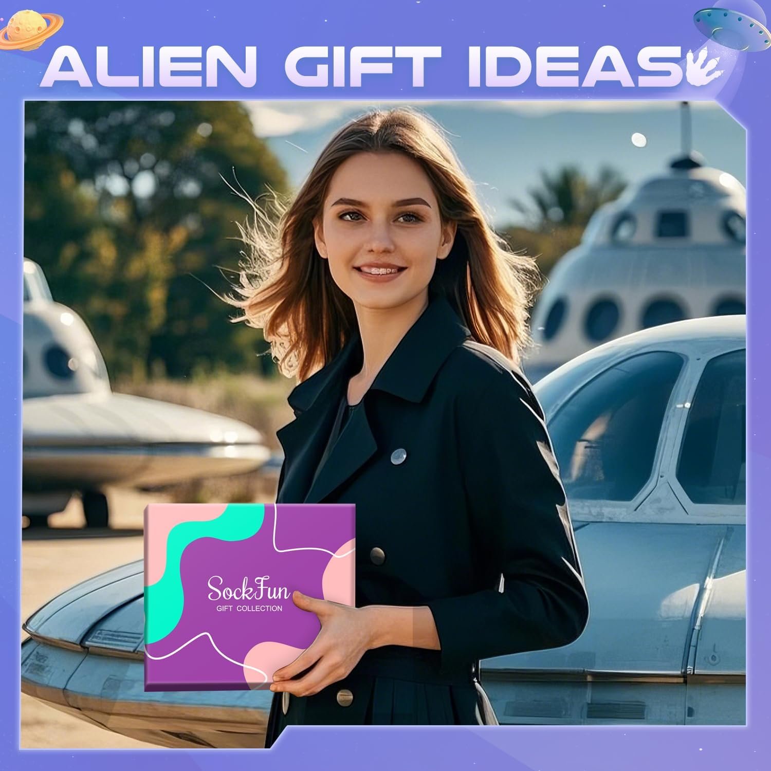 sockfun Alien Socks Alien Gifts Women Teen Girls - Space Socks, Outer Space UFO Gifts