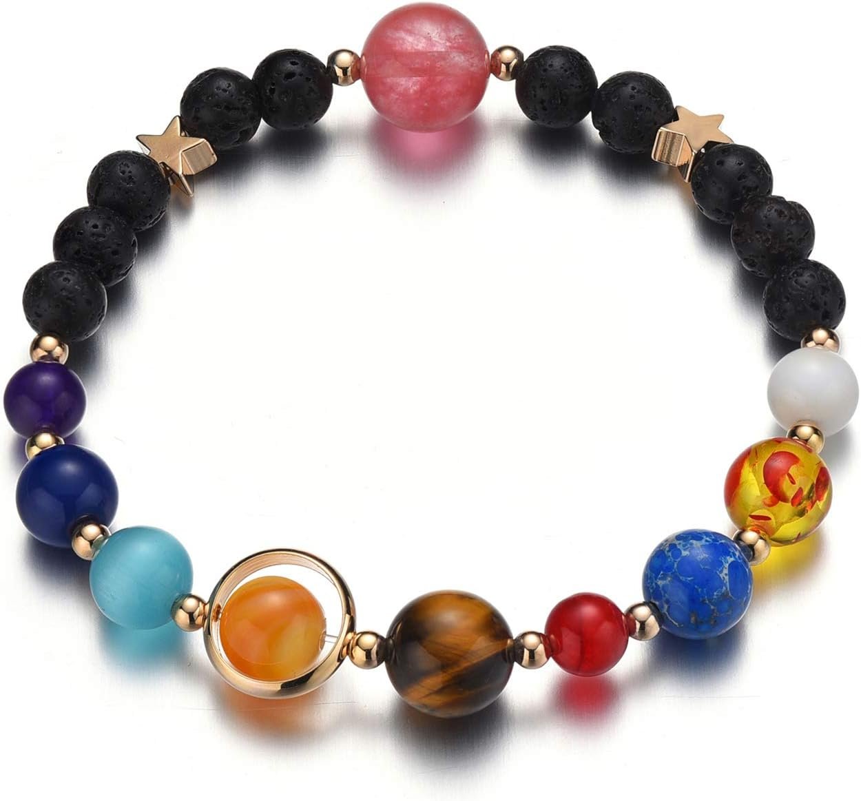 Women Stone Bead Charm Bracelet Universe Galaxy the Eight Planets Nine Planets in the Solar System Guardian Star Bracelets