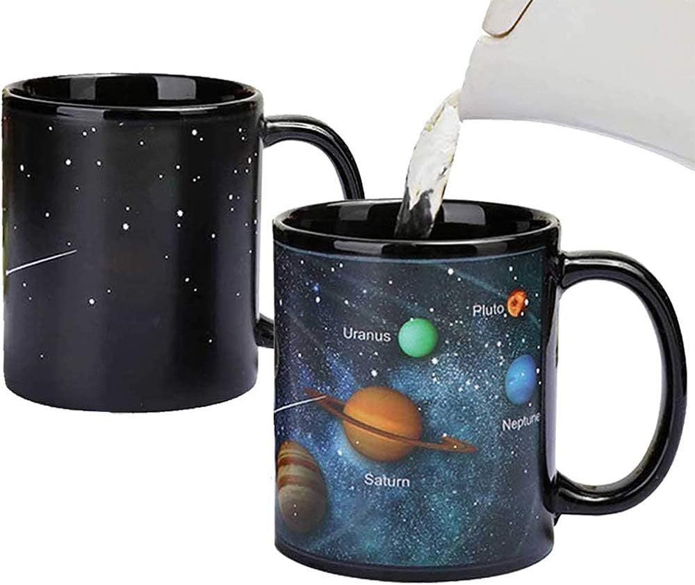 Heat Changing Solar System Magic Coffee Mug Heat Sensitive Porcelain Tea Cup Christmas Funny (10 OZ)