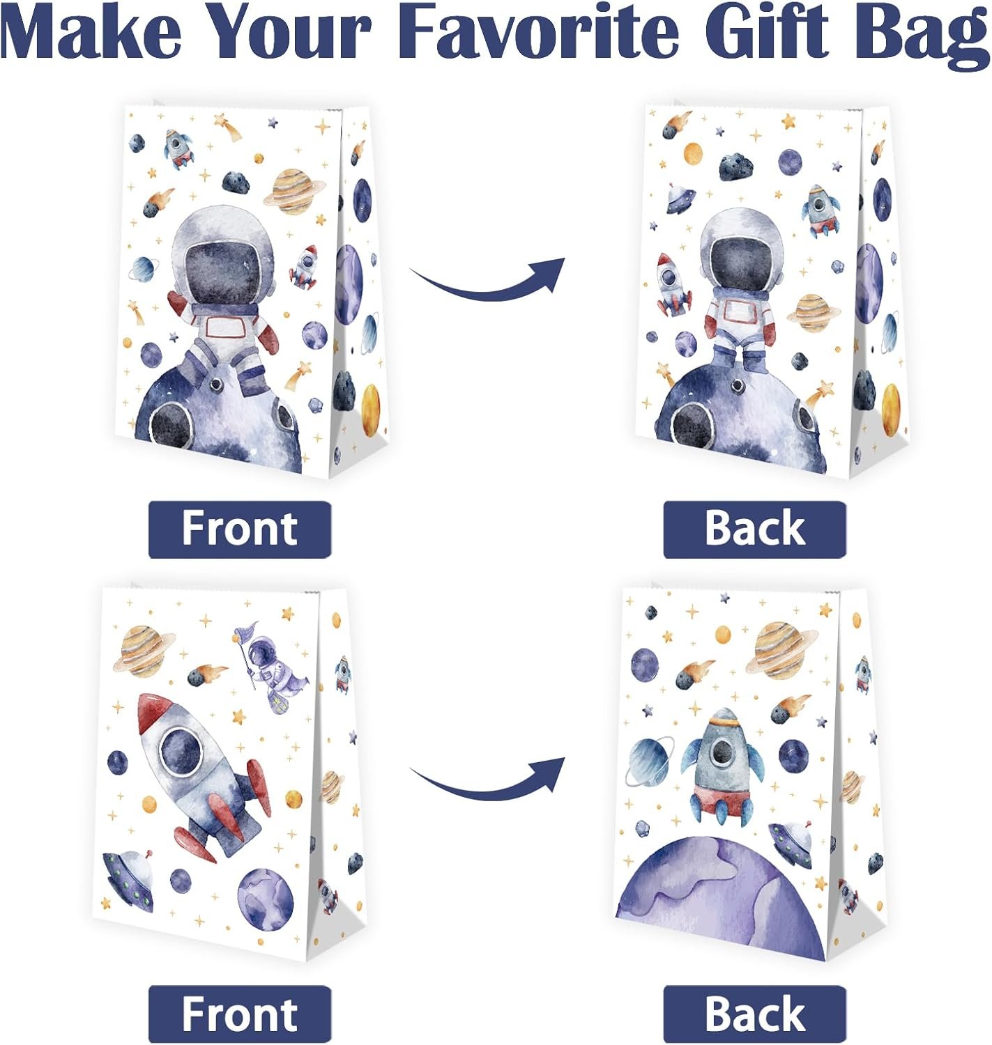 BQK 24Pcs Space Goodie Bags for Party Favors, Gift, and Birthday Decorations - Party Supplies