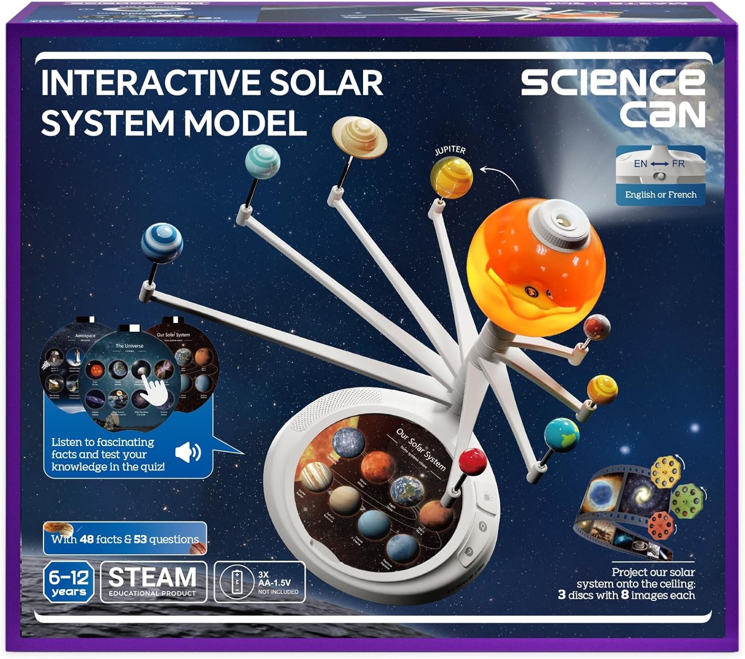 Science Can Solar System for Kids, Interactive Talking Solar System Model, STEM Planetarium Projector with 8 Planets, Space Toys Gift for Age 6-12 Boys & Girls, Classroom & Home Astronomy Learning