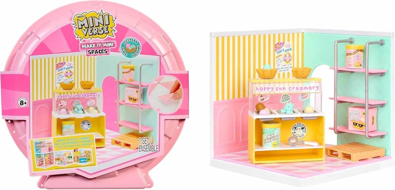 MGA's Miniverse Make It Mini Spaces Ice Cream Shop Building Set Customize DIY Crafts Rooms Hobby Collectors Display Gifts 8+