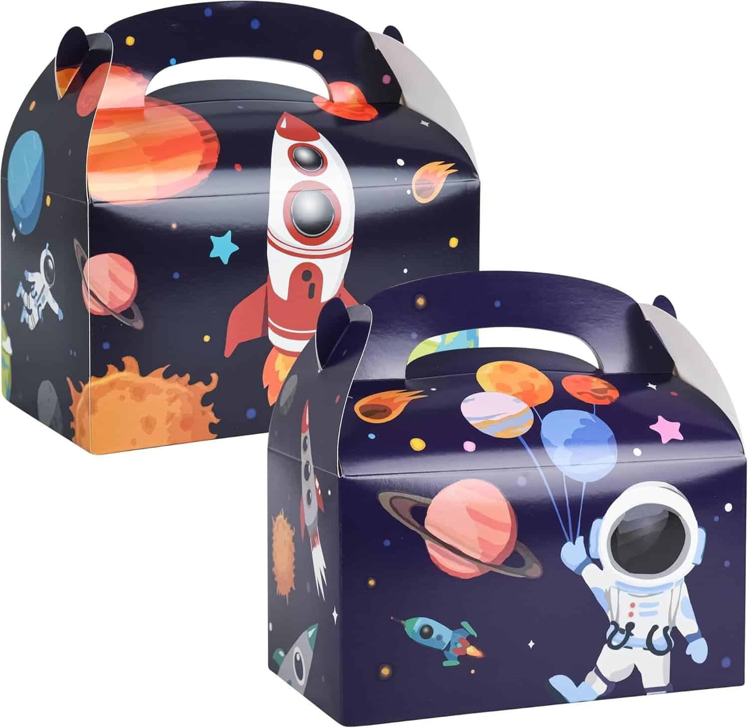 36 Pack Outer Space and Astronaut Treat Boxes Gable Boxes Party Favor Goodie Paper Gift Boxes for Baby Shower, Birthday, Supplies Decoration, Small Business 6.18 x 3.58 x 3.38 Inches