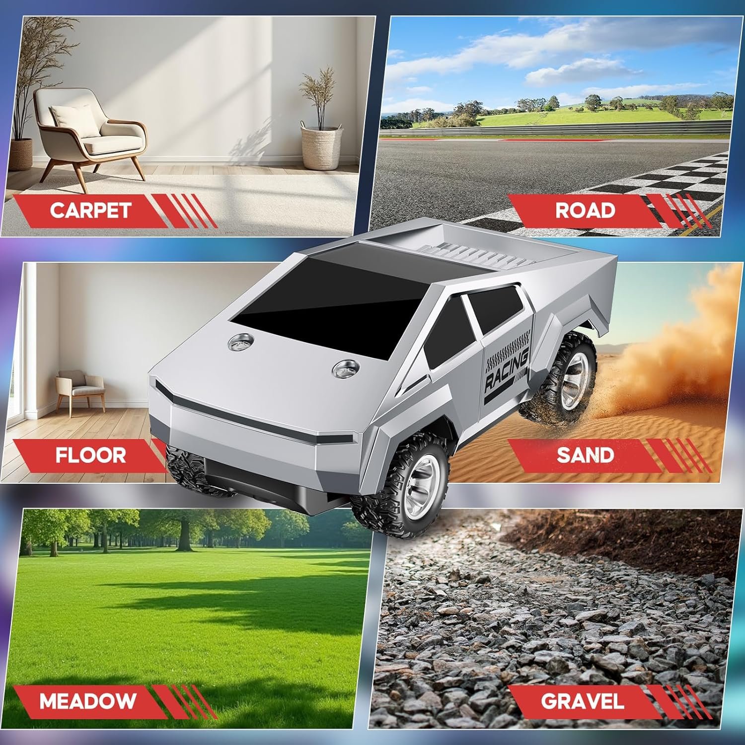 A collage of images of a car.