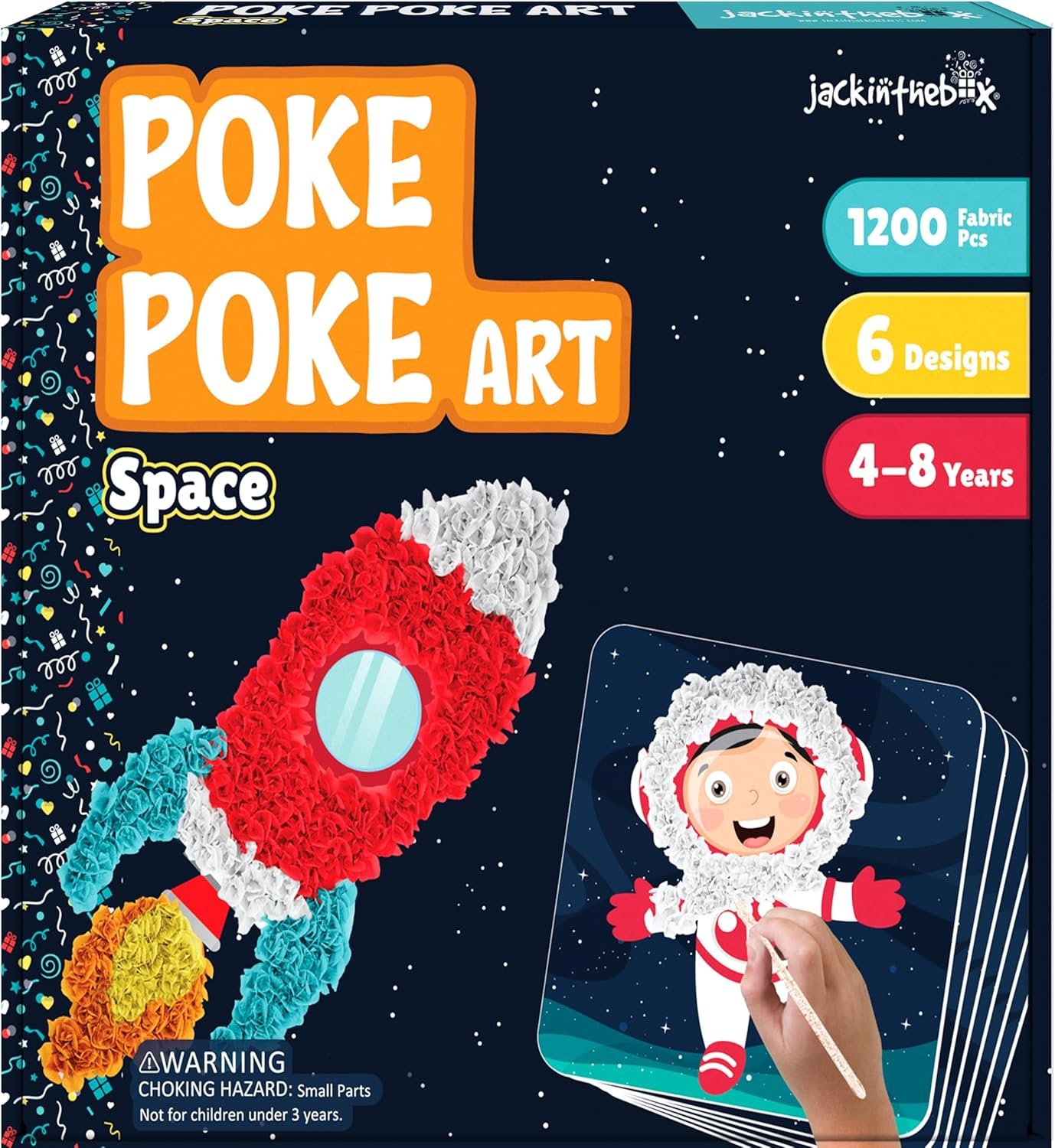 jackinthebox Poke Poke Art for Kids – Space Theme, Mess-Free Fabric Art and Craft, Flower Pressing Kits, Gift for Kids, Toys for Girls and Boys Ages 4 5 6 7 8