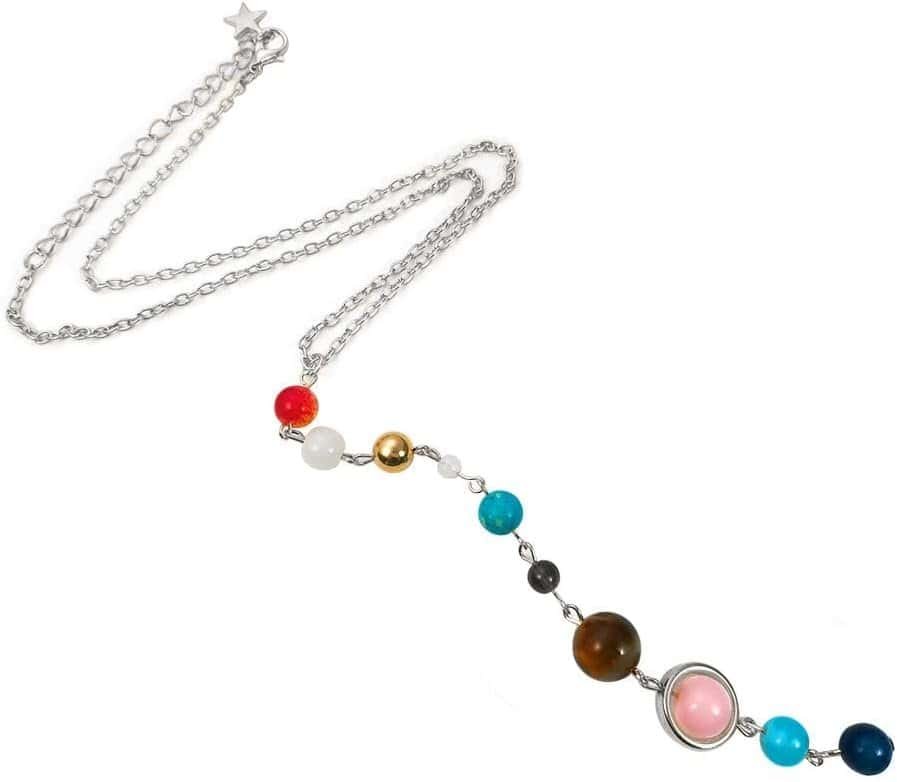 COLORFUL BLING Universe Galaxy the Eight Planets Pendant Necklace Guardian Star Space Sun Moon Star Celestial Necklace in the Solar System for Women Gifts