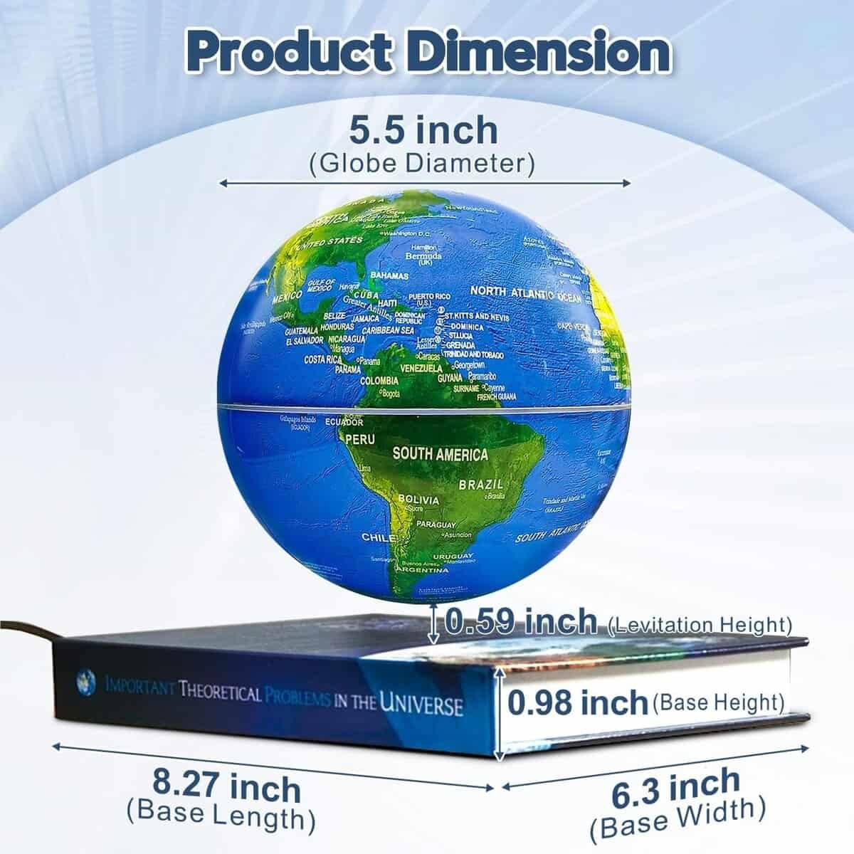 Flagest Magnetic Levitation Floating Globe with 16 Colors LED Lights, Rotating Geographic Globe World Map with Book Base for Home Office Desk Decor, Cool Tech Gadgets for Men Husband Boys and Girls