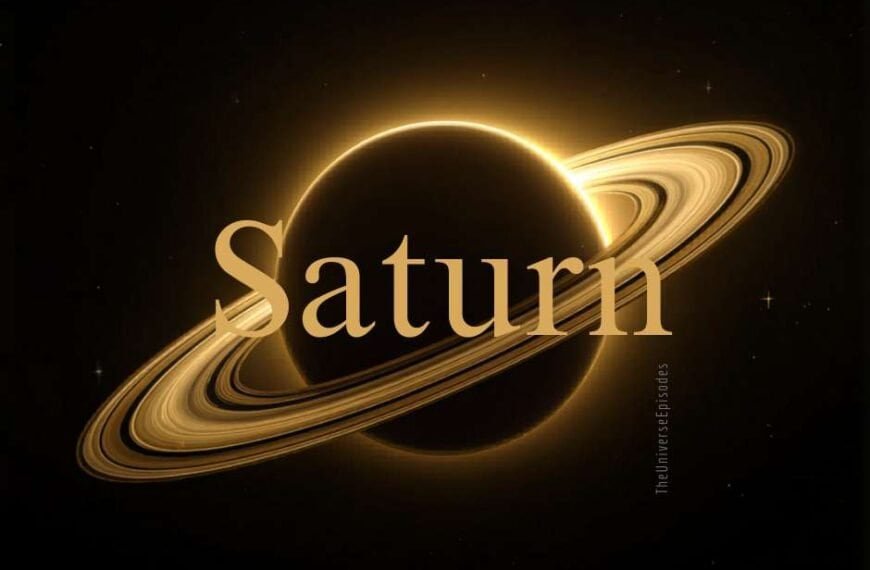 Saturn with illuminated rings glowing in deep space