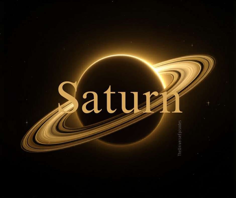 Saturn with illuminated rings glowing in deep space